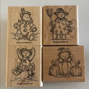 Stampin' Up! Wood-Mounted Teddy Bear Stamp Set - Natural Wood Tones